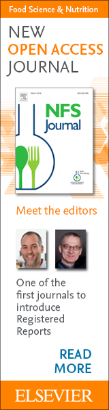 Banner advertisement for NFS Journal: The new open access journal published by the Society of Nutrition and Food Science